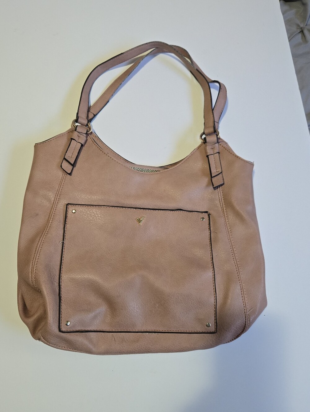 Women's Soft Pink Tote Bag with Front Pocket
